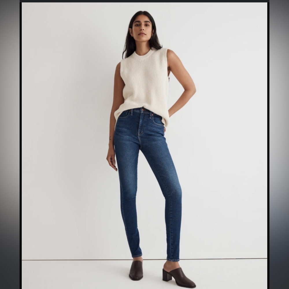 Madewell denim 10in high rise skinny dark rinse $130 jeans casual contemporary